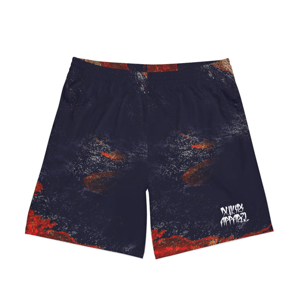Relaxed fit orange beach shorts-blue paint 