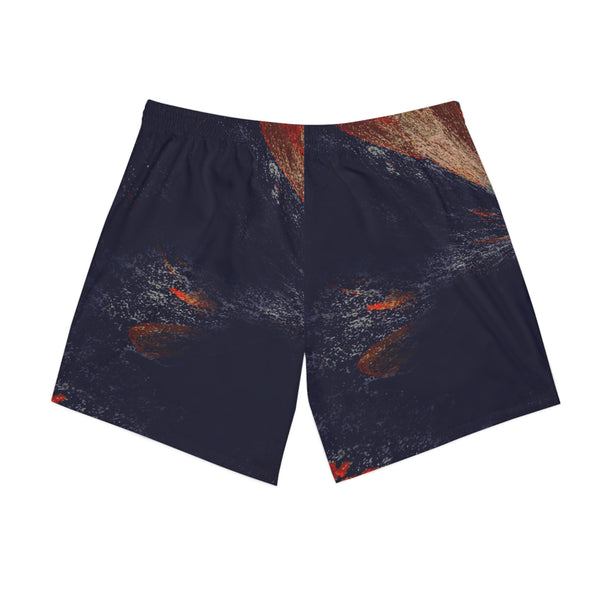 Relaxed fit orange beach shorts-blue paint 