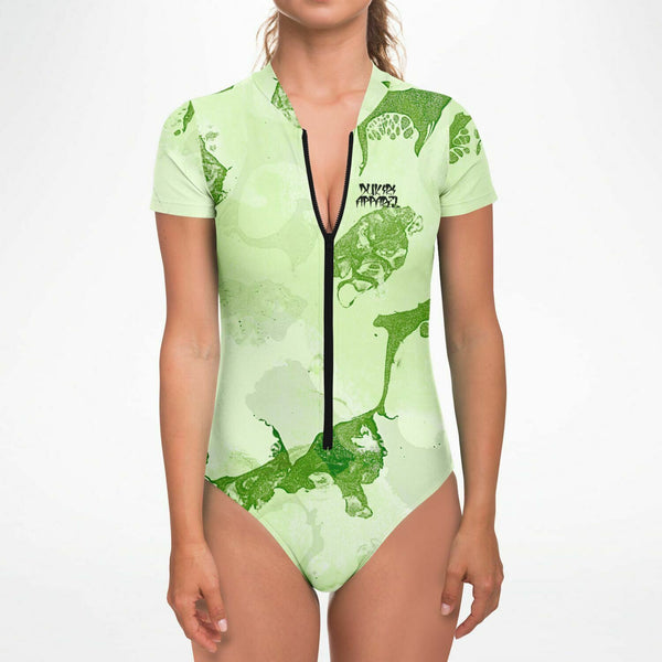 Short Sleeve Women's Bodysuit- Leafy Green from Dukiri Apparel