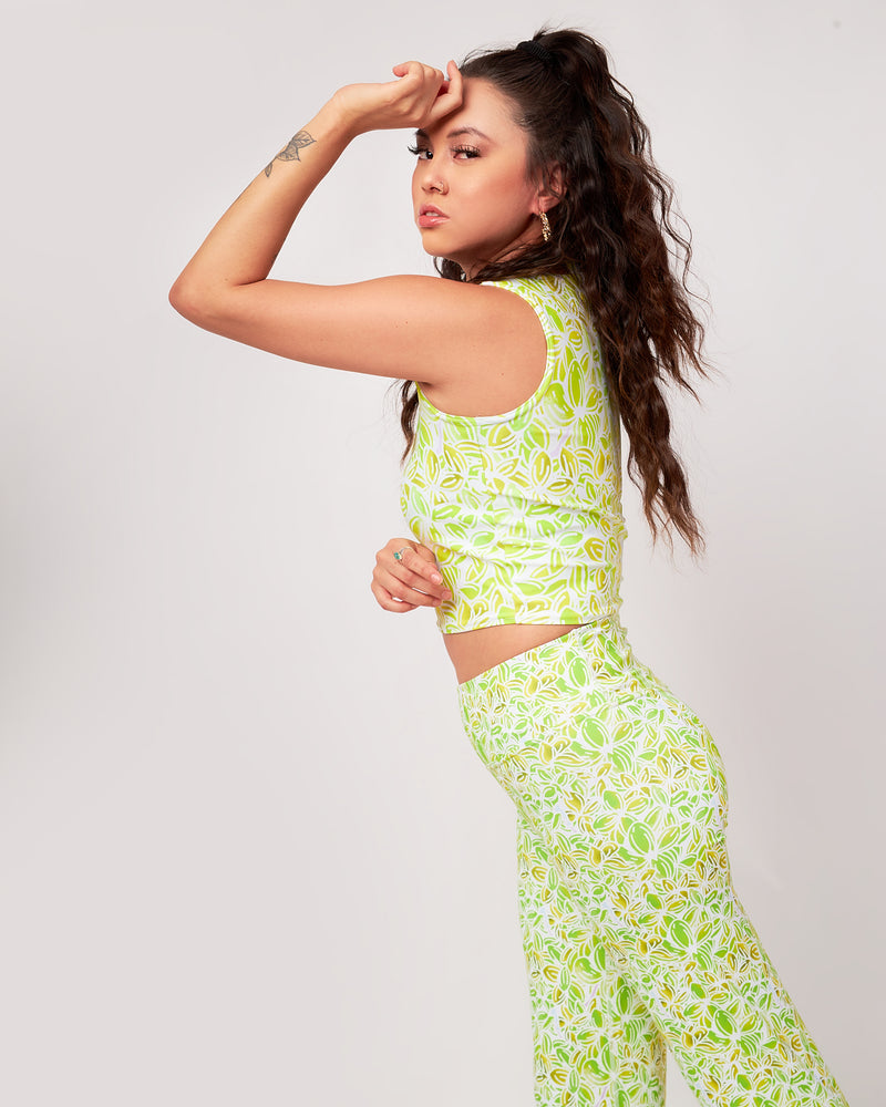 Lime Green Lilac Crop Top