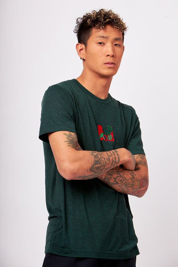 Short sleeve Men's Twill Green  T-shirt- Embroidered G&R