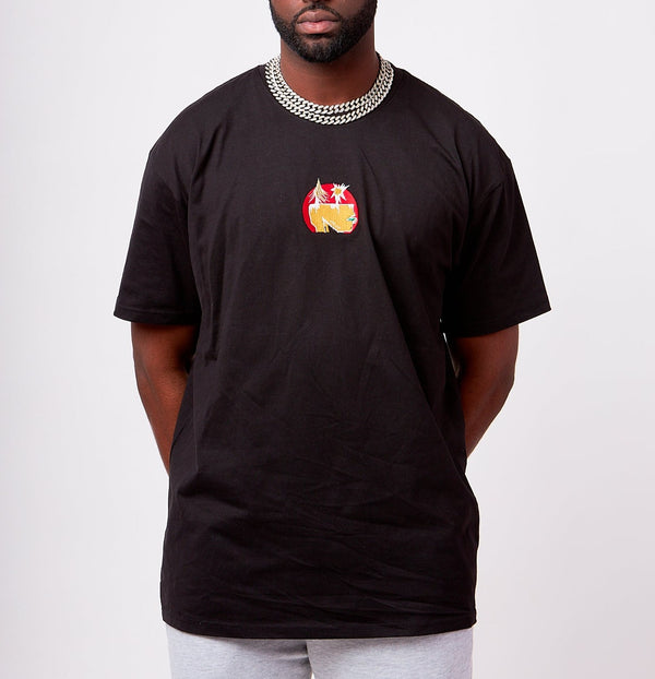 Men’s Black heavyweight tee- The Face Embroidered