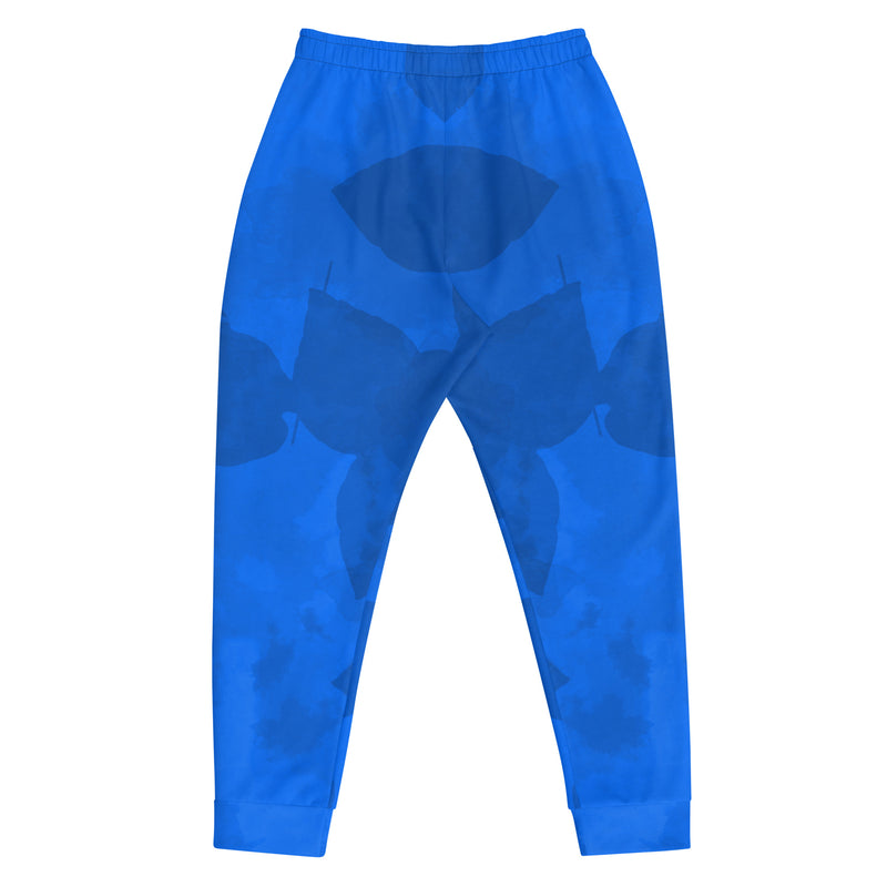 Slim-Fit Fleece-Lined Men's Joggers- Leaf Blue Quote