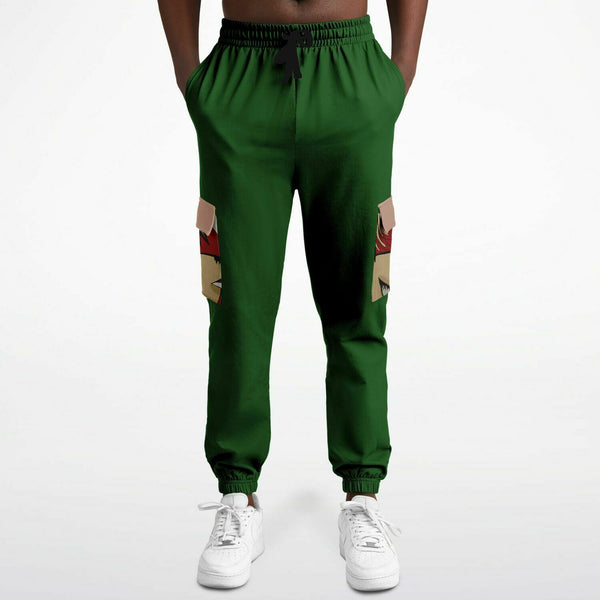 Recycled Polyester Athletic Green Cargo Sweatpants-The face