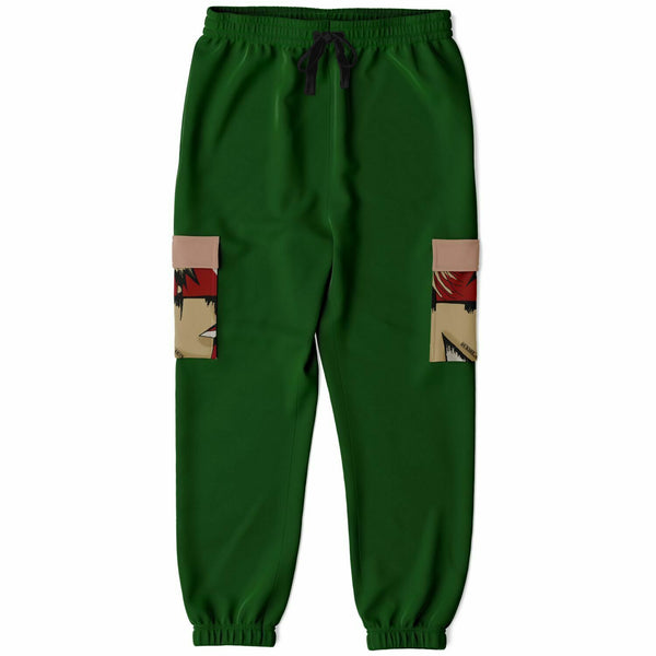 Recycled Polyester Athletic Green Cargo Sweatpants-The face