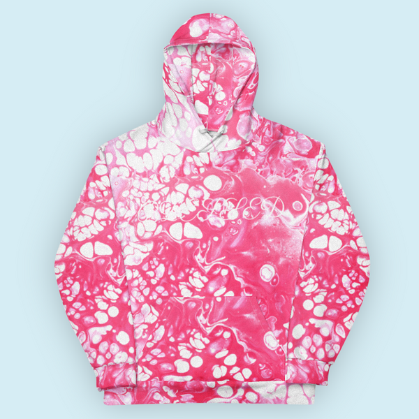 Brushed Fleece Hoodie Allover print Blessed Pink