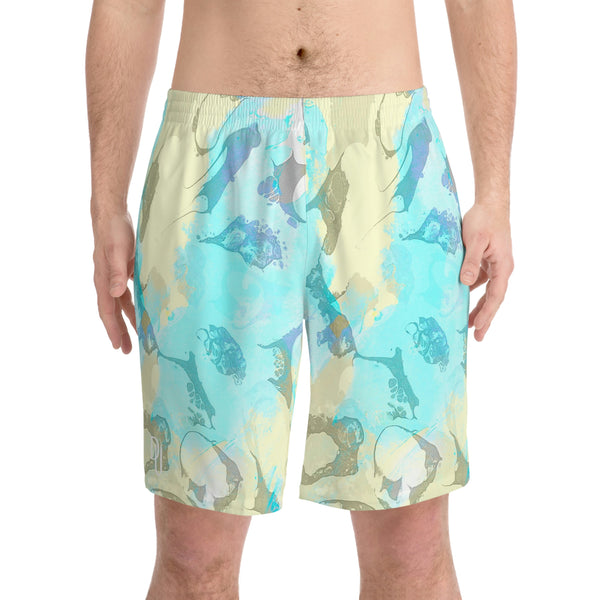 Relaxed fit Men's Elastic Beach Shorts-Sea shells