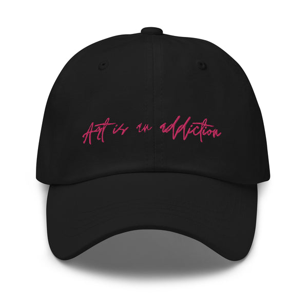 Chino Cotton Twill Black Dad hat Pink AIAA Embroidery