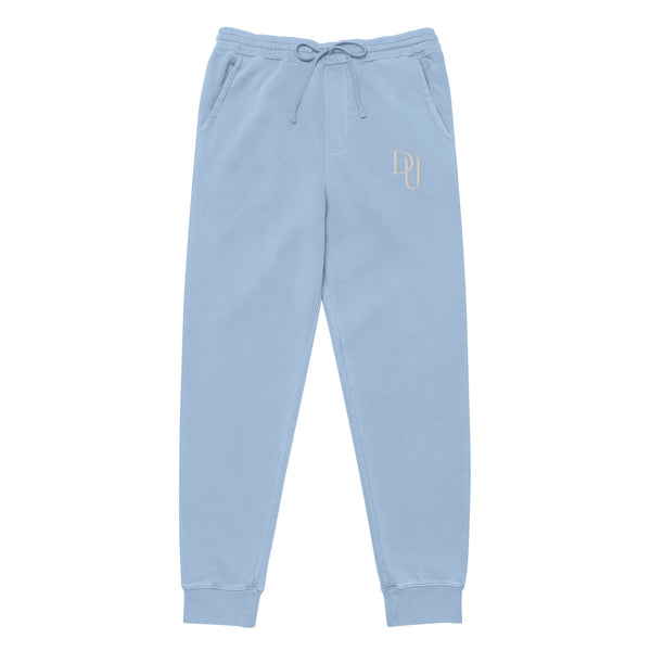Blue pigment-dyed sweatpants-jersey lined pockets
