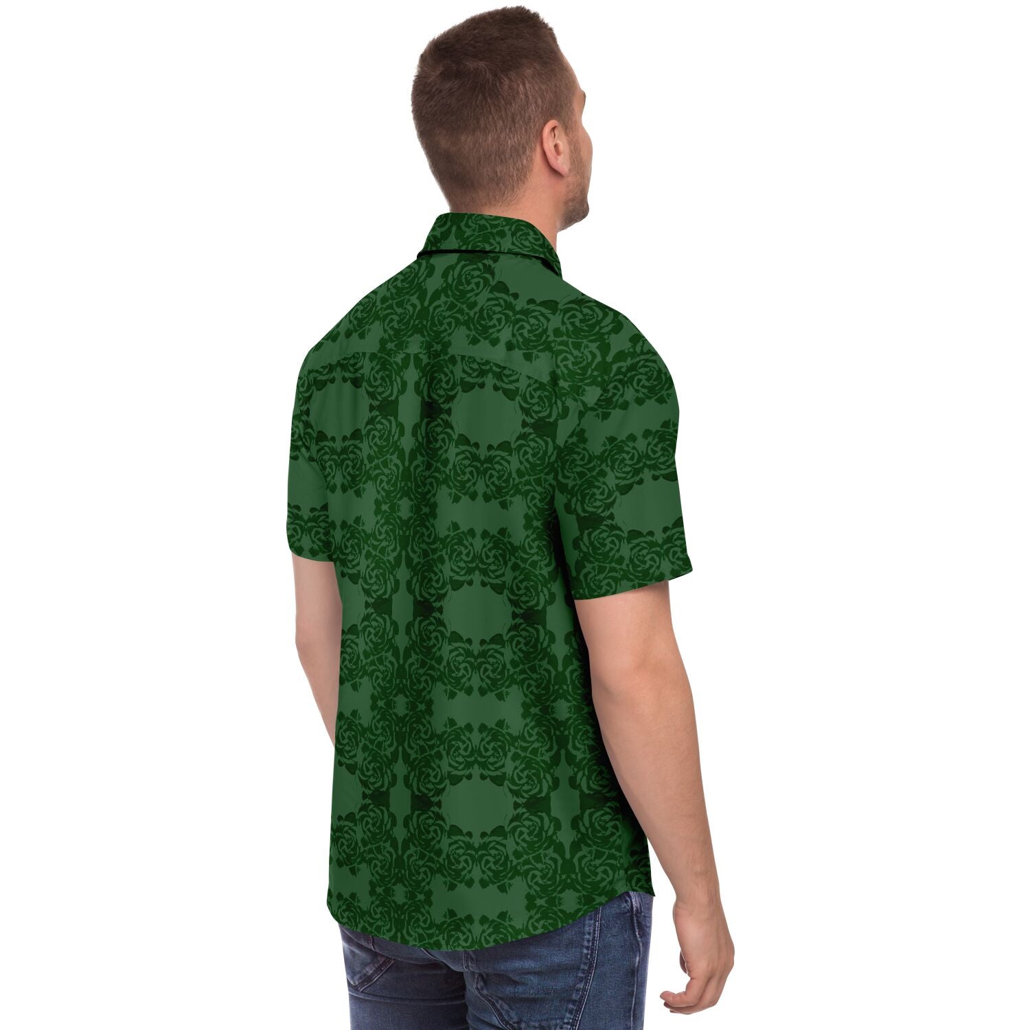 Men's Hunter Green Short Sleeve Button Down Shirt 