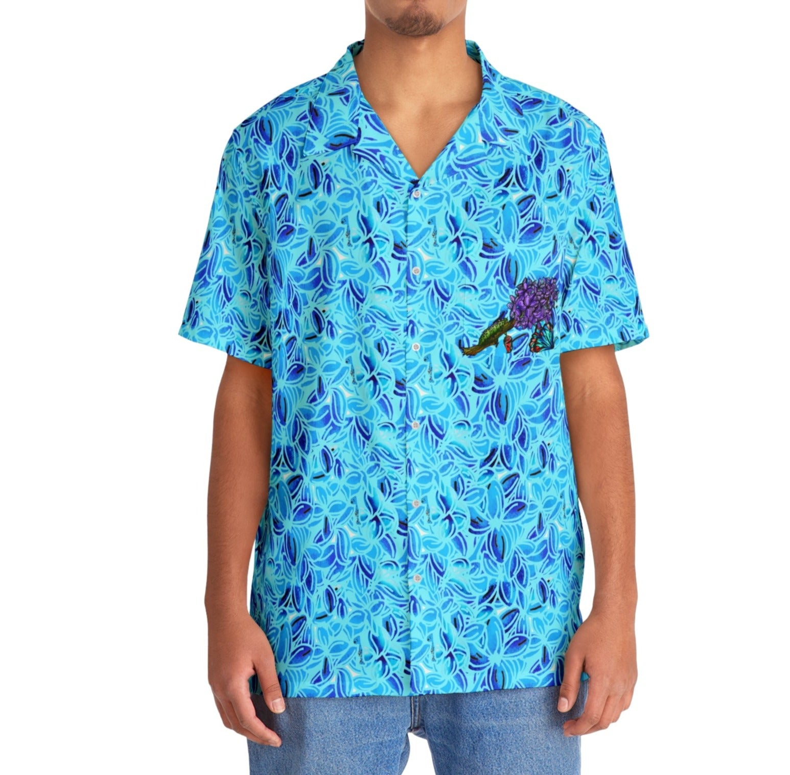 Men's Mid-weight Hawaiian Shirt Mint Blue Lilac