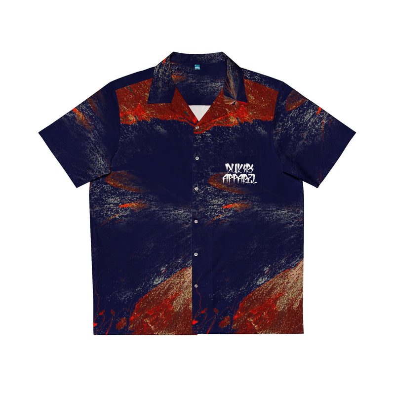 ORANGE- BLUE PAINT MEN'S HAWAIIAN SHIRT FROM DUKIRI APPAREL