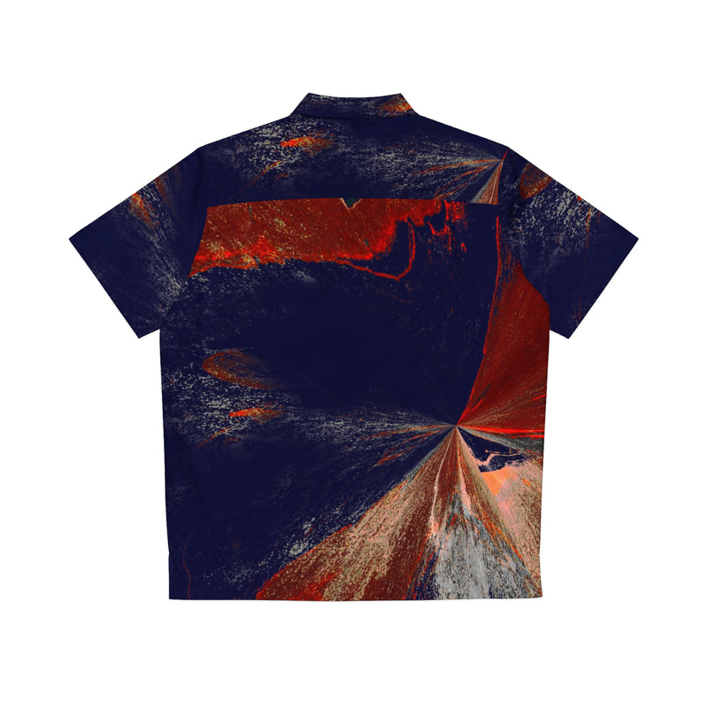 ORANGE- BLUE PAINT MEN'S HAWAIIAN SHIRT FROM DUKIRI APPAREL