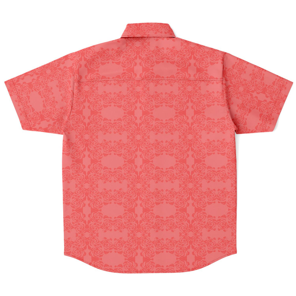Pink Rose Short Sleeve Button Down Shirt