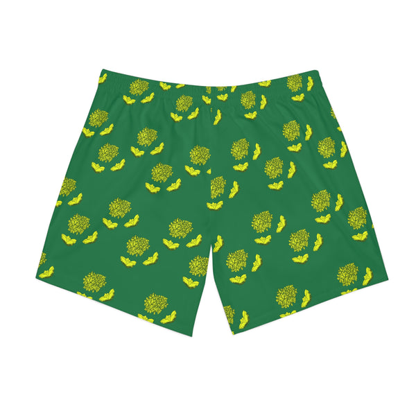 Relaxed fit Lime Green Beach Shorts-lilac & lotus prints