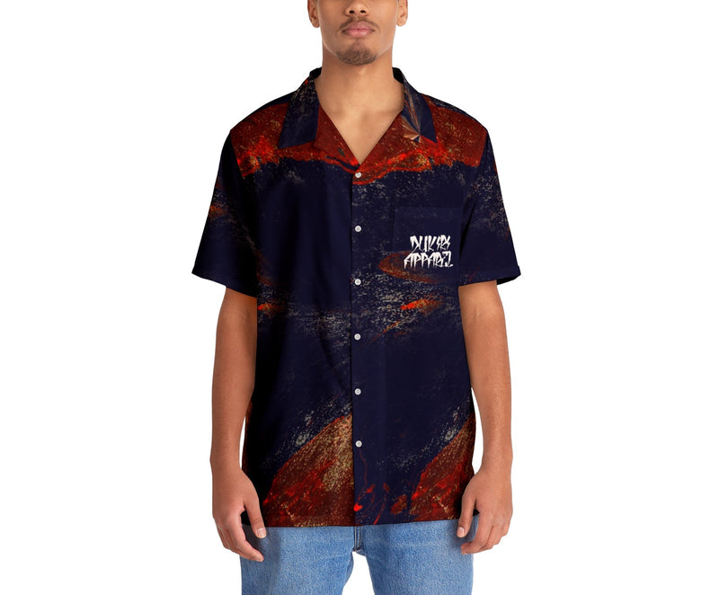 Orange Blue Paint Men's Hawaiian Shirt