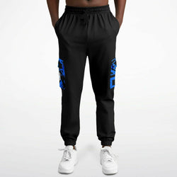 Sustainable black cargo sweatpants-dream graffiti print