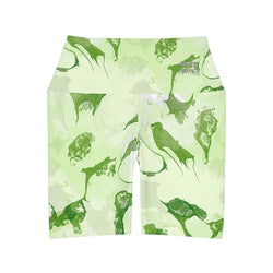 Leafy Green High Waisted Yoga Shorts