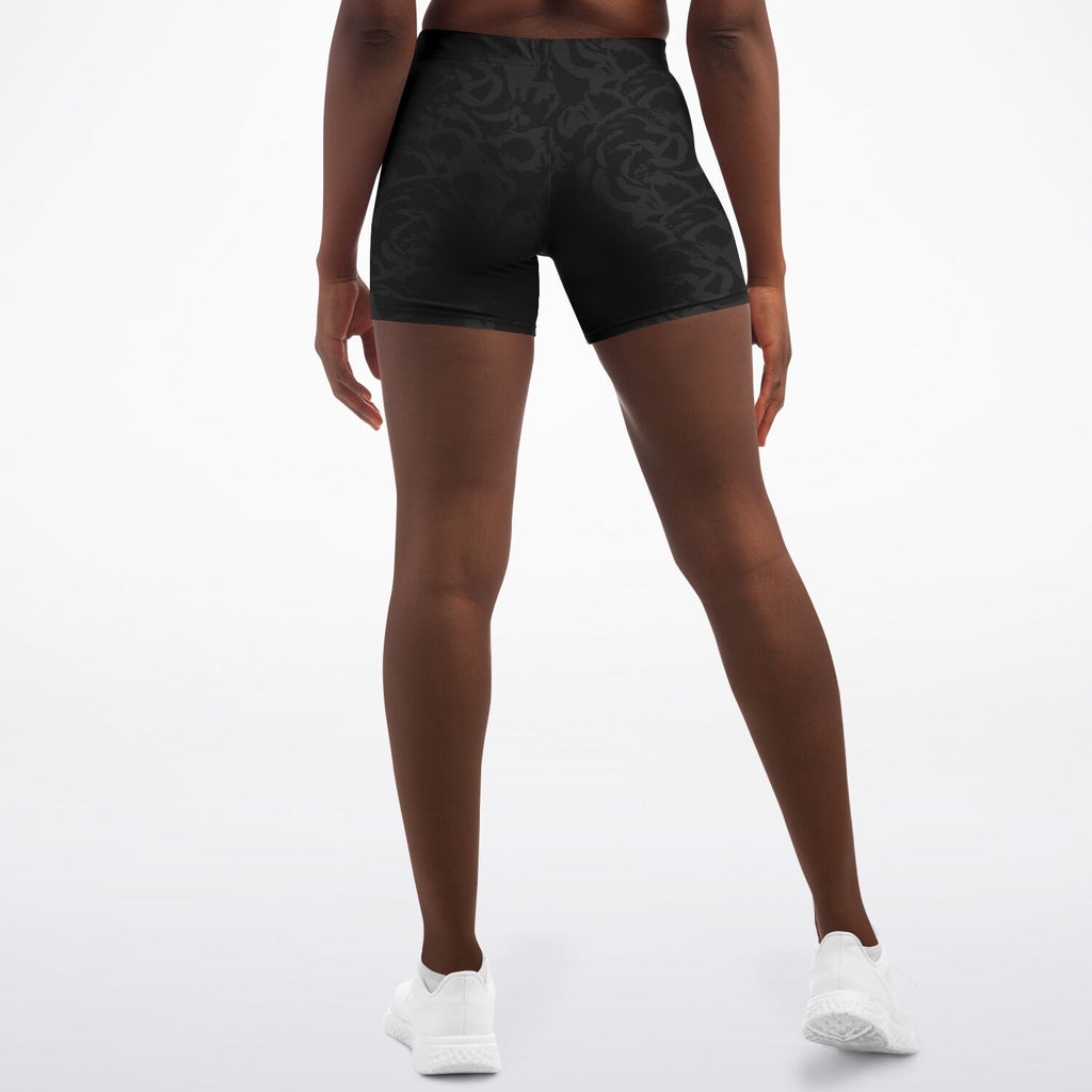 Black-Gray Rose Legging Shorts