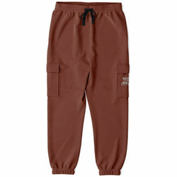 Recycled Polyester Brown Athletic Cargo Sweatpants