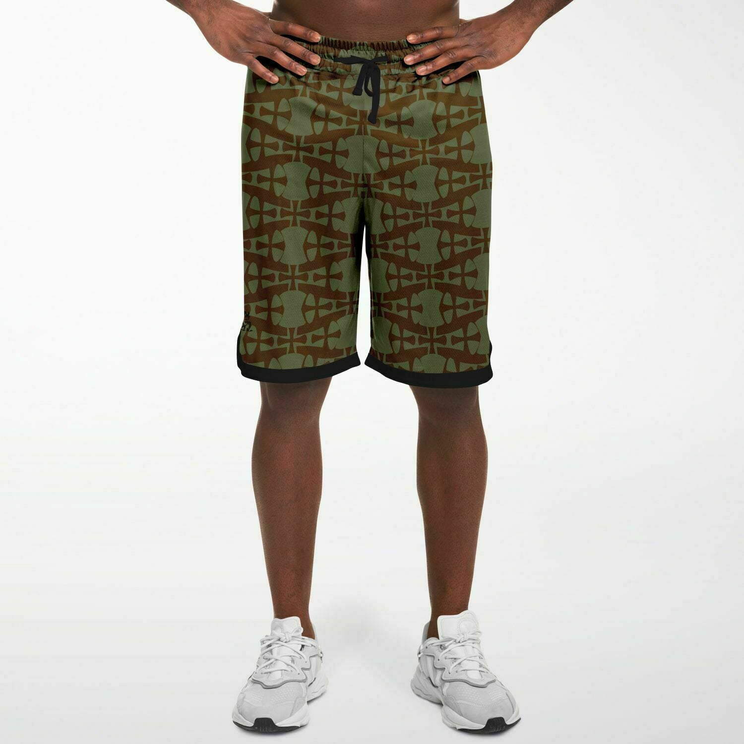 Lightweight brown mesh Basketball Shorts- Crusaders print