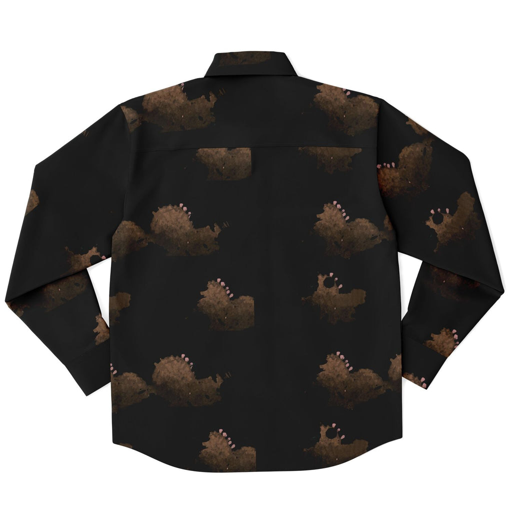Cloudy Brown Black Long Sleeve Button Shirt
