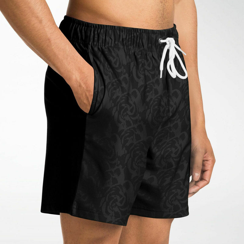 Men's Black Rose Shorts White Drawcords