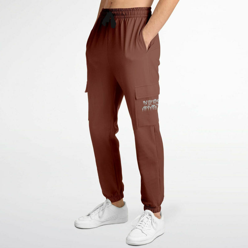 Recycled Polyester Brown Athletic Cargo Sweatpants