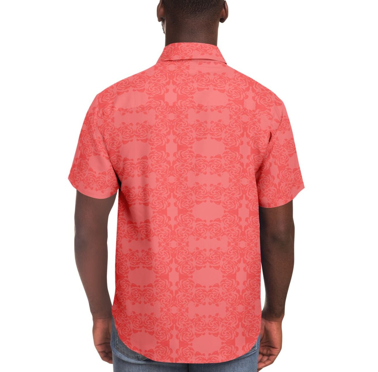 Pink Rose Short Sleeve Button Down Shirt