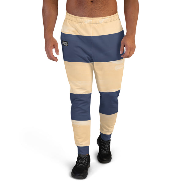 Brushed Blue-Cream Premium Men's Joggers for loungewear and streetwear