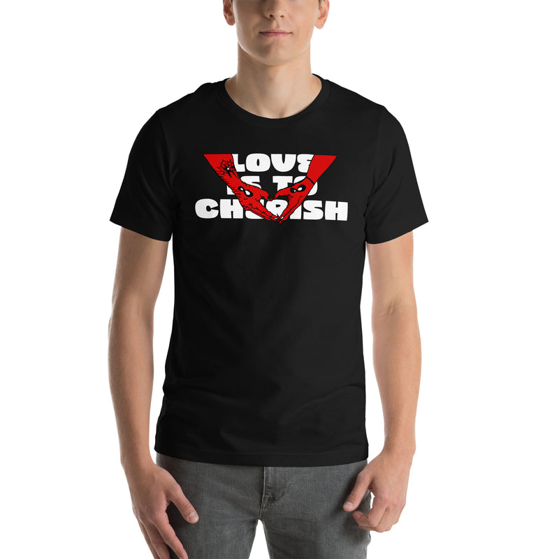 Cherish Valentine Black t-shirt for Valentine's Day Merch