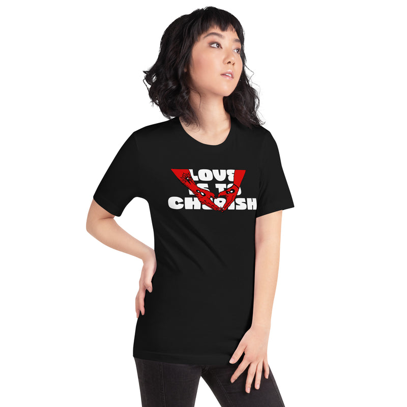 Cherish Valentine Black t-shirt for Valentine's Day Merch