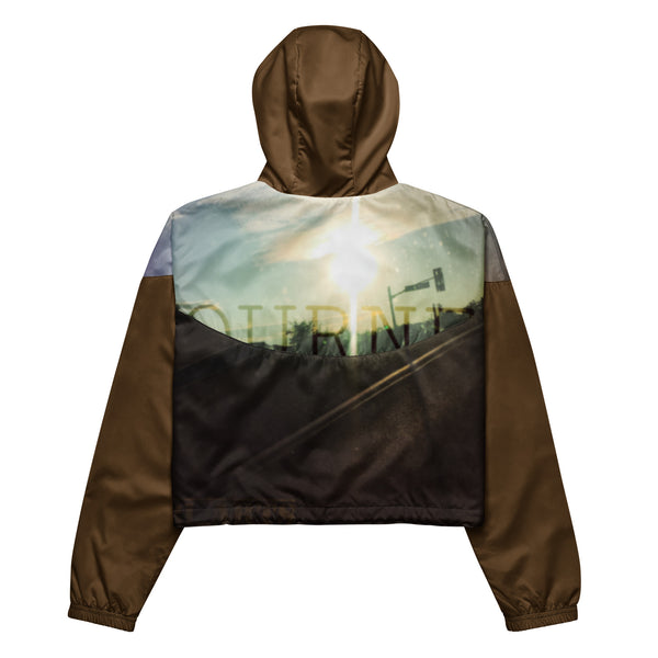 Journey 1 Women’s cropped brown windbreaker jacket for streetwear and an athleisure look