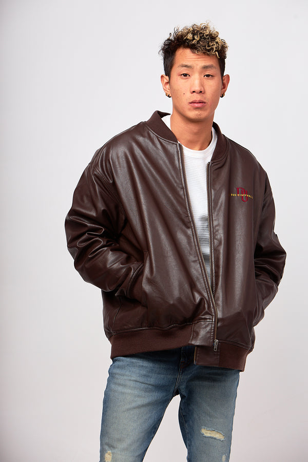 Journey Brown Leather Bomber Jacket