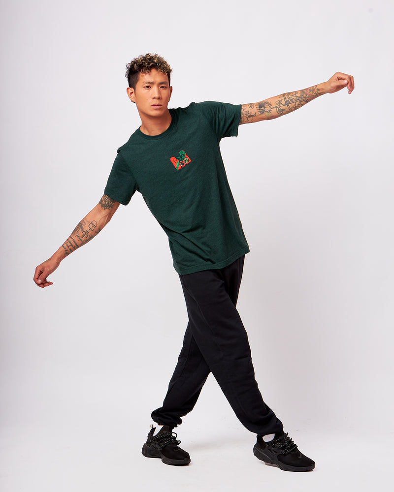 Short sleeve Men's Twill Green  T-shirt- Embroidered G&R