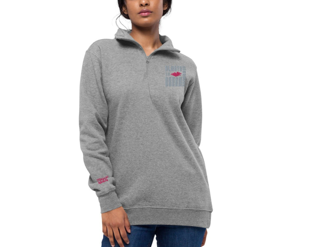 Remember to dream quarter-zip gray embroidered sweatshirt for a casual and cool street aesthetic
