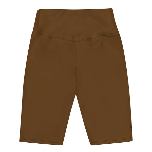 Women's High-waisted Brown Neutral Tone Biker Shorts with Logo