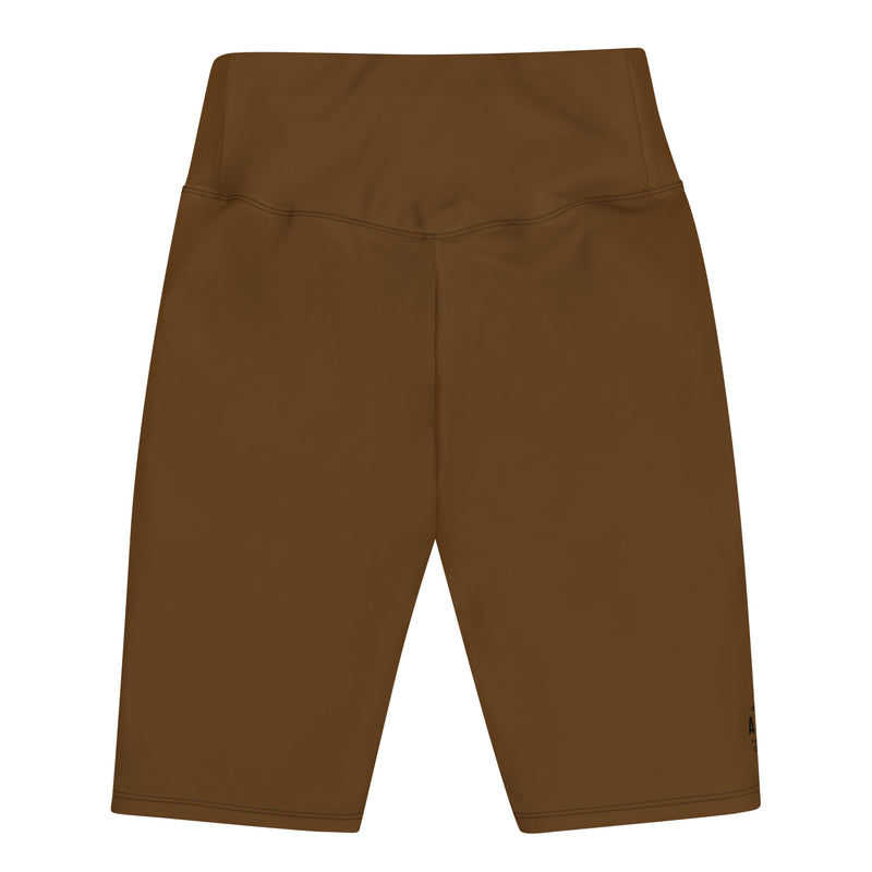 Women's High-waisted Brown Neutral Tone Biker Shorts with Logo