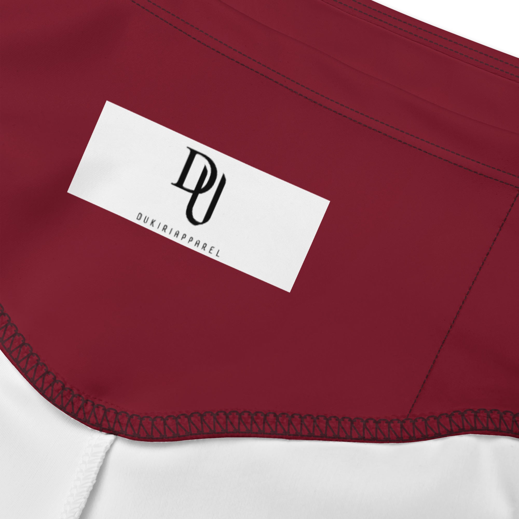 Women's High-waisted Burgundy Biker Shorts with Dukiri Urban Logo