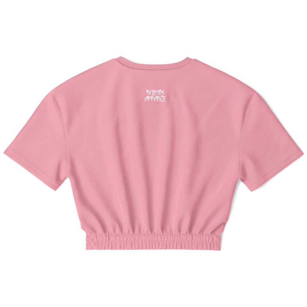 Women's Pink Teddy Athletic Crop Top for Athleisure and Street Style