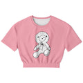 Women's Pink Teddy Athletic Crop Top for Athleisure and Street Style