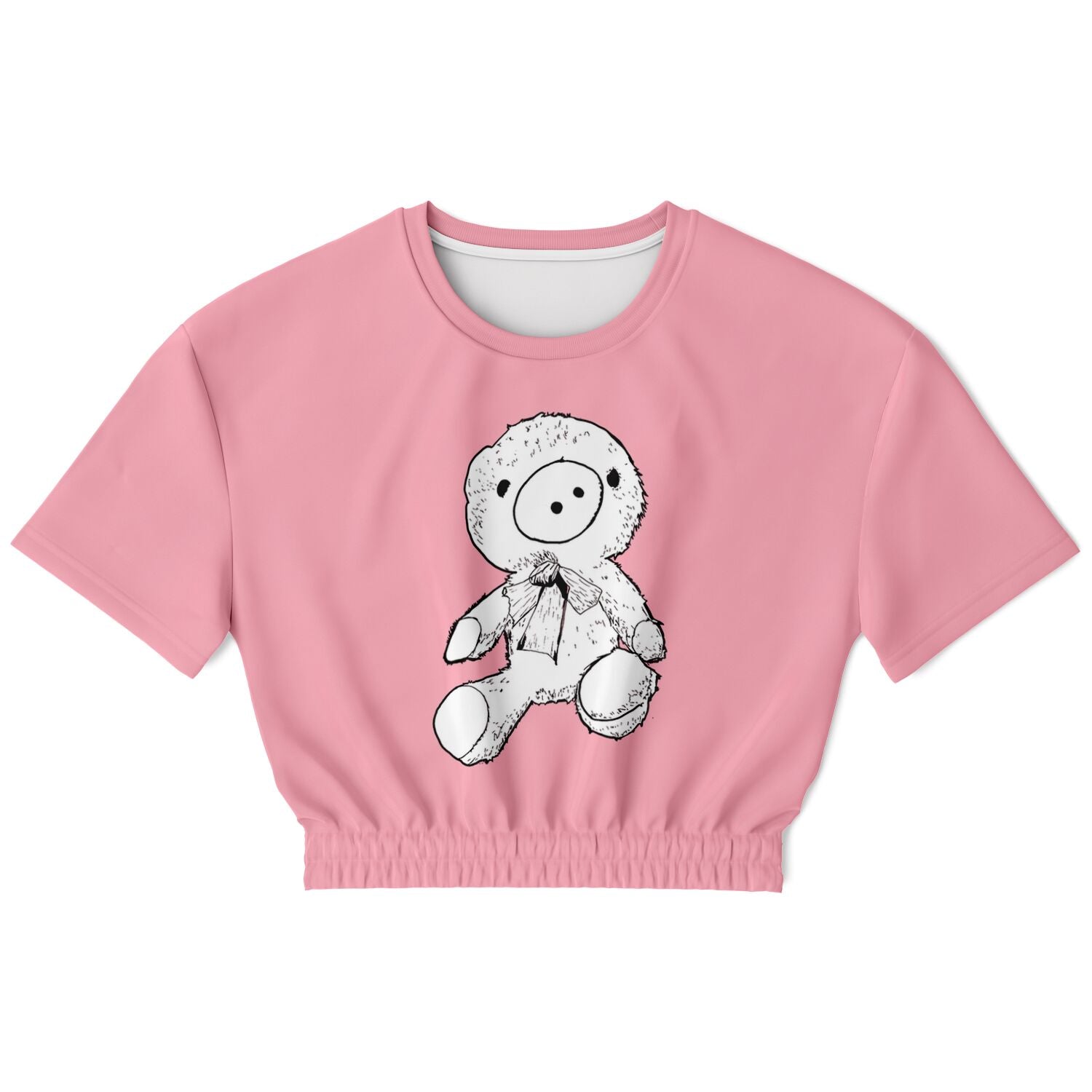 Women's Pink Teddy Athletic Crop Top for Athleisure and Street Style