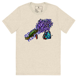 Women's Short sleeve t-shirt- Oatmeal Cocoon Butterfly G&R with a streetwear aesthetic