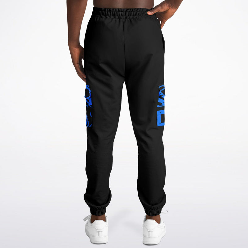 Sustainable black cargo sweatpants-dream graffiti print