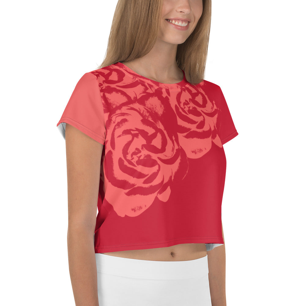 Big Red Rose Crop Tee