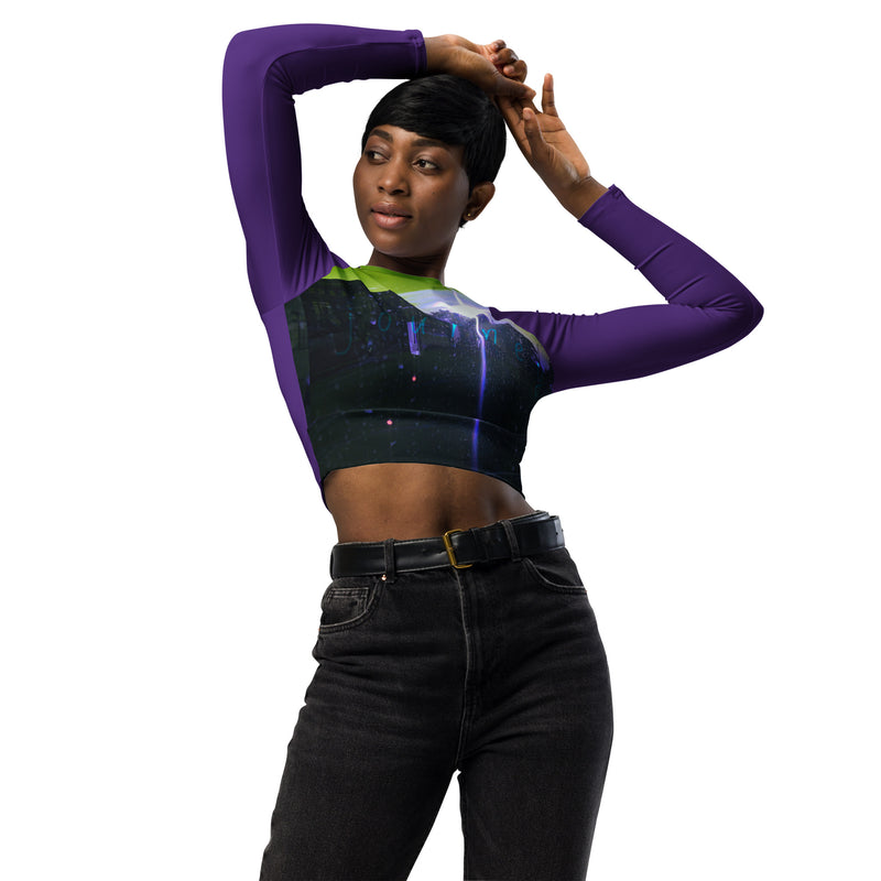 Purple Recycled long-sleeve crop top- Journey 2