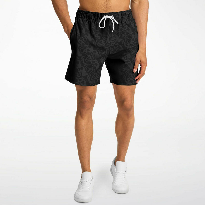 Men's Black Rose Shorts White Drawcords