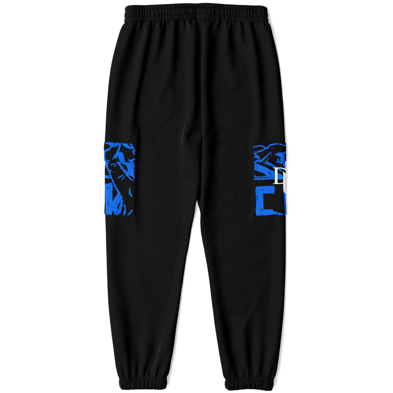 Sustainable black cargo sweatpants-dream graffiti print