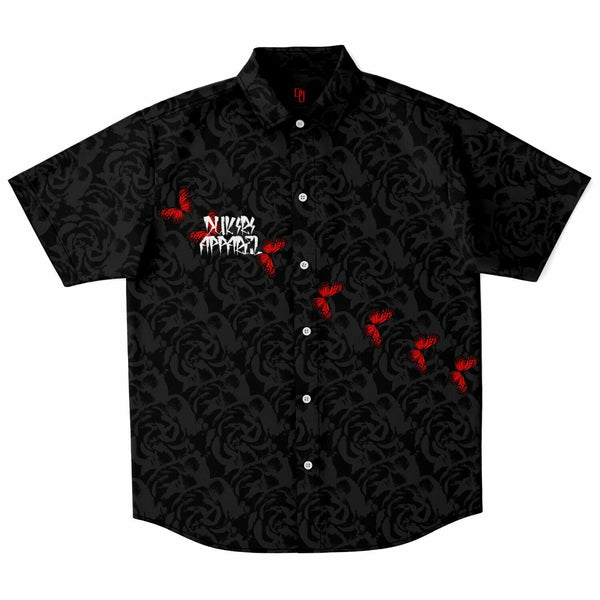 Black Rose Butterfly Button Down Shirt