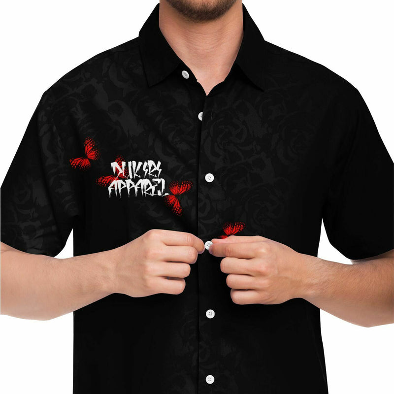 Black Rose Butterfly Button Down Shirt